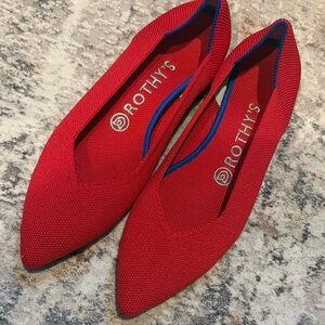 Rothy's The Point Chili Red Slip On Flat Ballet Shoes Women's Size US 7.5